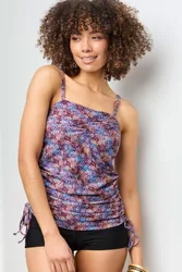 Women's Long Printed Tankini Top Size: 18 - Multicolor - Size: 18