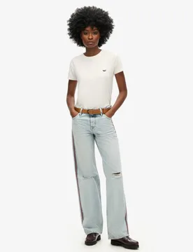 Superdry Damen Jeans mit Mittlerer Leibhöhe, Weitem Bein und Doppelten Bändern Hellblau - Größe: 26/32 - 94.99 - FashionsVida