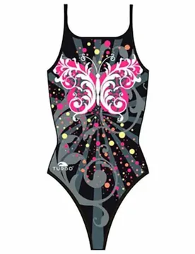 Butterfly Stars Thin Strap Swimsuit Black 9-10 Years Girls - TURBO - FashionsVida