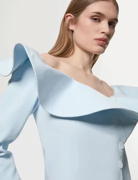 Women's Drama Ruffle Asymmetric Tailored Jacket in Pale Blue Size: 8 - Pale Blue - Size: 8 - Karen millen - FashionsVida