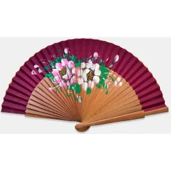 Abanico mandera con flores pintadas