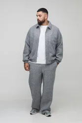 Herren Plus Woll-Optik Regular Fit Bomberjacke mit Kragen Grey Größe 3XL