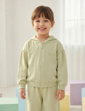 Top da jogging con zip e cappuccio - verde chiaro