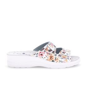 Ciabatta bianca multicolore con sottopiede in pelle 122F 39