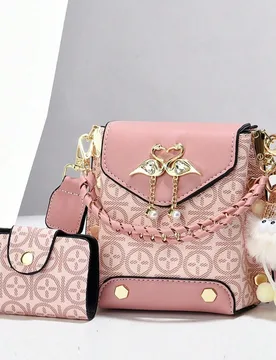 Juego de 2 piezas: Bolso de hombro estampado de moda y Bolso bandolera mini monedero para teléfono - Shein - FashionsVida