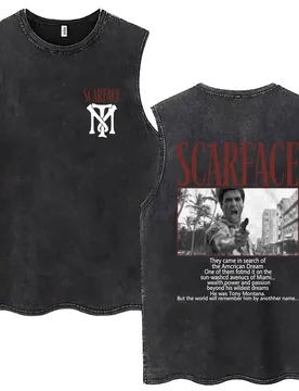 Classic Gangsters Movie Scarface Retro Washed Tank Tops Tony Montana Al Pacino Sleeveless T-shirt Men Vintage Oversized T Shirt - Aliexpress - FashionsVida