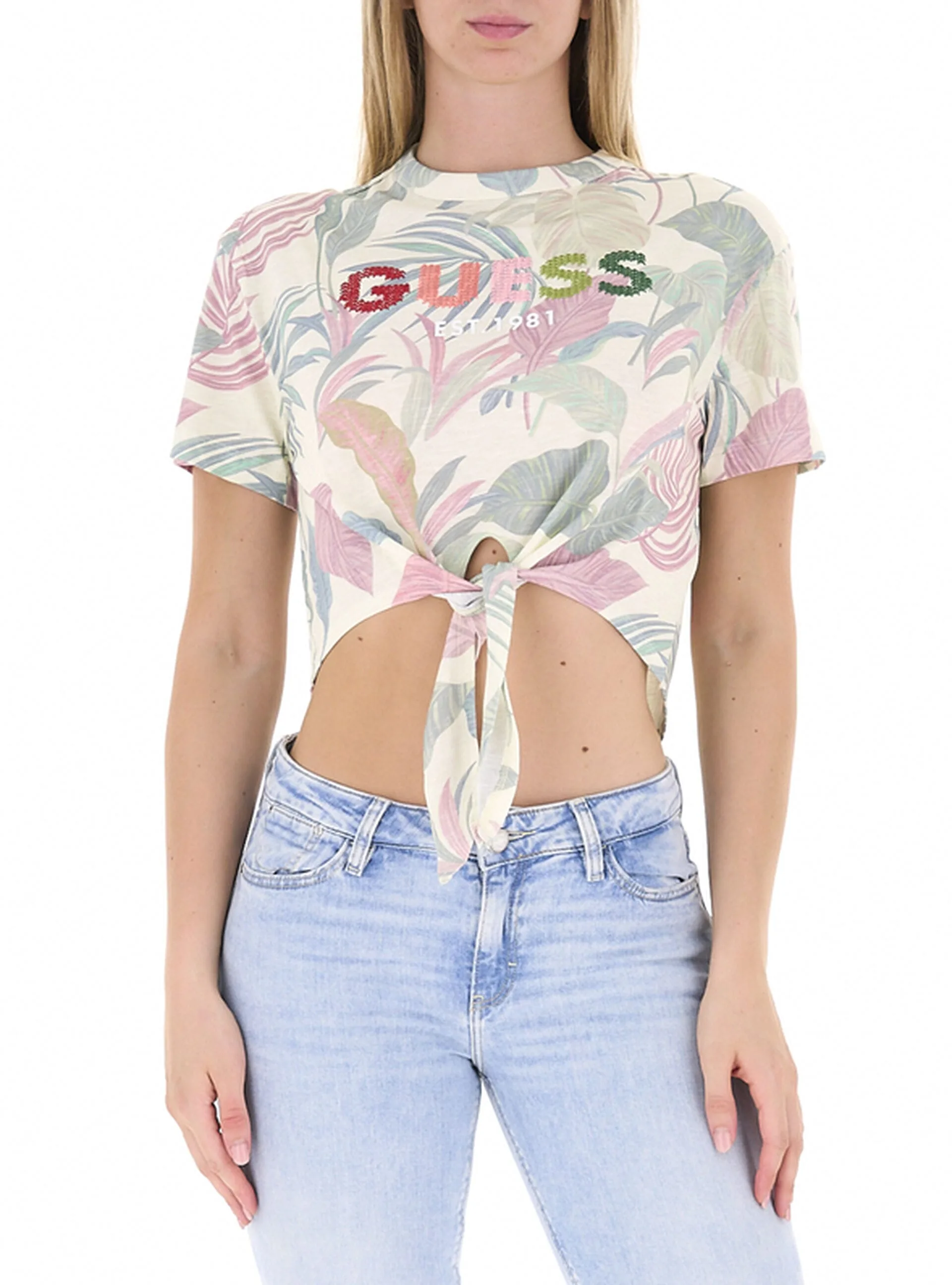 Guess T-shirt cropped MULTICOLOR L - Guess - FashionsVida
