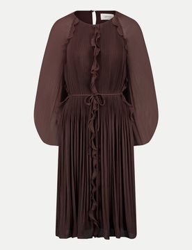 Chiffonkleid mit Plissees Braun 40