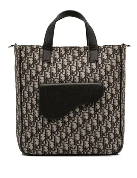 Oblique Canvas and Leather Saddle Tote - Dior - FashionsVida