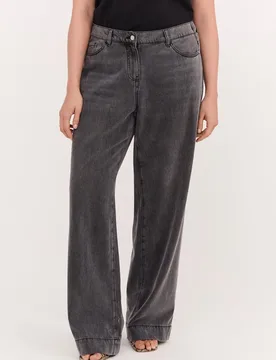 Vaqueros de mujer regular lavado lavado grey washed - Fiorella Rubino - FashionsVida