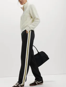Cotton Rich Retro Side Stripe Joggers Black female - M&S - FashionsVida