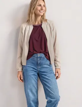 Langarm Blouson mit Zipper female Beige