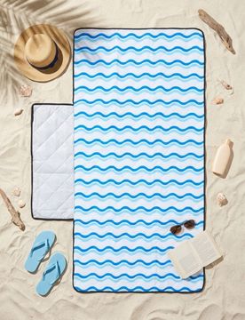 Stuoia da spiaggia pieghevole a righe - blu pallido
