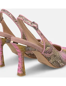 Zapatos de salón de mujer destalonados en piel efecto serpiente y cierre de hebilla - Alma en Pena - FashionsVida
