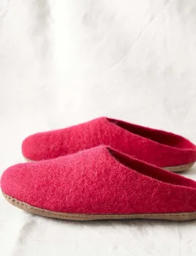 Womens Felt Suede Sole Mule Slippers - - Size: 4 - British Boxers - FashionsVida