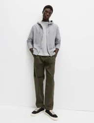 Cotton Rich Zip Through Hoodie Grey Marl male