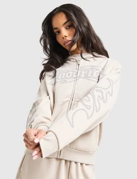 Womens Felpa con Cappuccio Full Zip Asha - Grigio, grigio grigio Donna taglia L - Hoodrich - FashionsVida