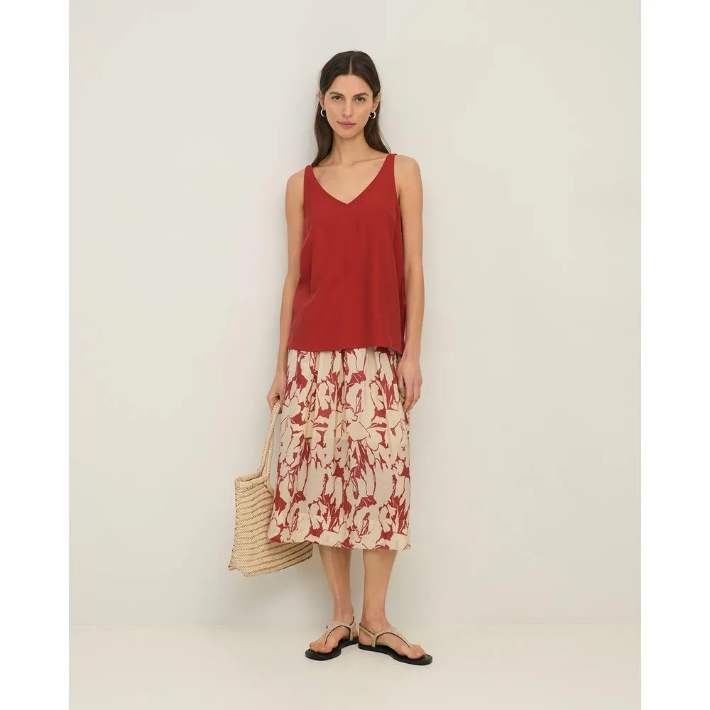 Falda fluida midi con estampado de flores - Yerse - FashionsVida