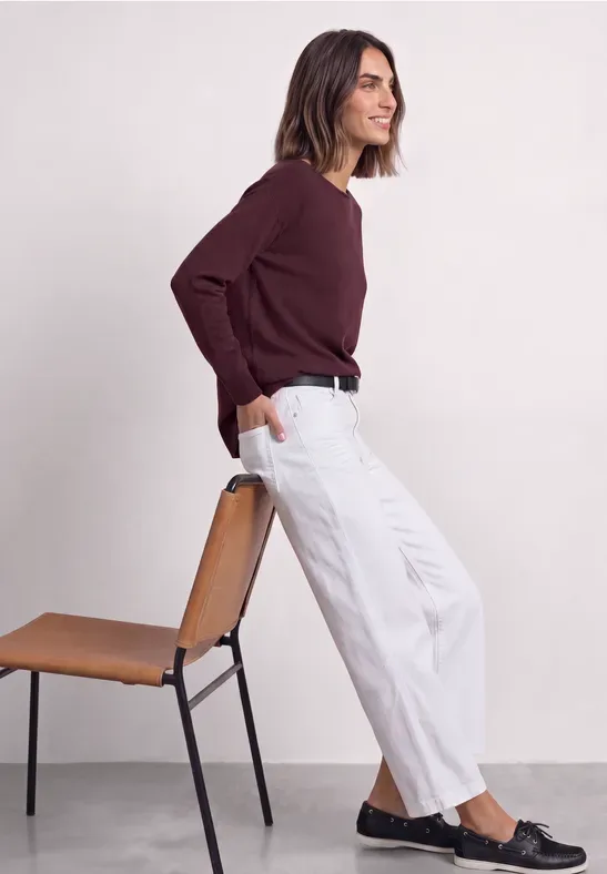 Dolman Pullover mit Boat Neck female Rot - Street One - FashionsVida