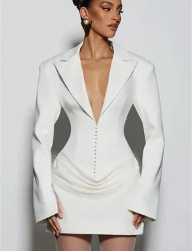 Long Scarf Women's Suit 1 Piece Blazer With Back Stripe Sexy V Neck Full Sleeve Formal Office Lady Party Evening Coat Jacket - Aliexpress - FashionsVida