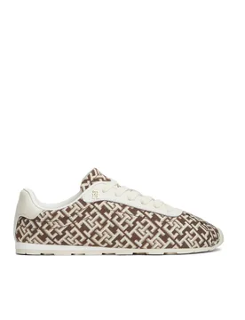 Bella Lace Up Monogram Jacquard Trainers Brown Mix female - Tommy hilfiger - FashionsVida