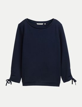 Sweatshirt mit Raffärmeln Blau M