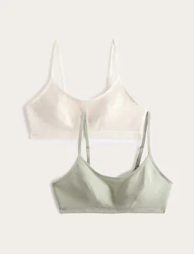 Pack Cotton First Bra Crop Tops Soft Green female - M&S - FashionsVida