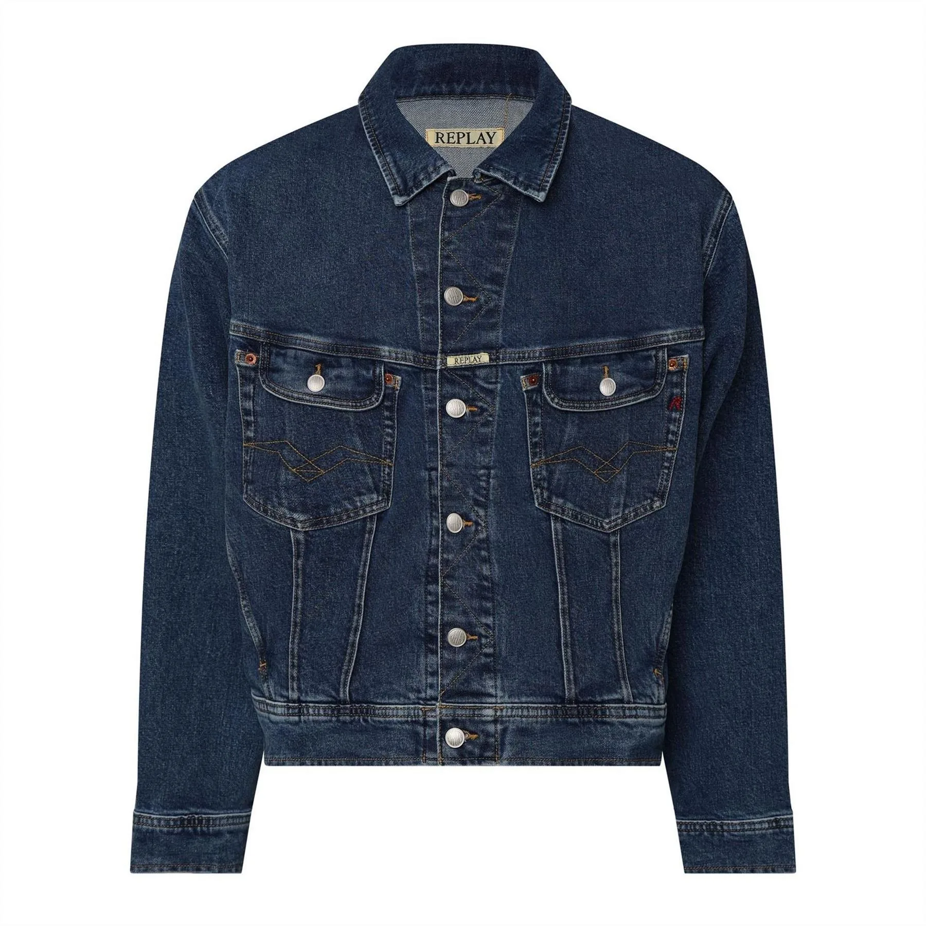 Mens Fit Jacket In Blue - Size Large - Replay - FashionsVida
