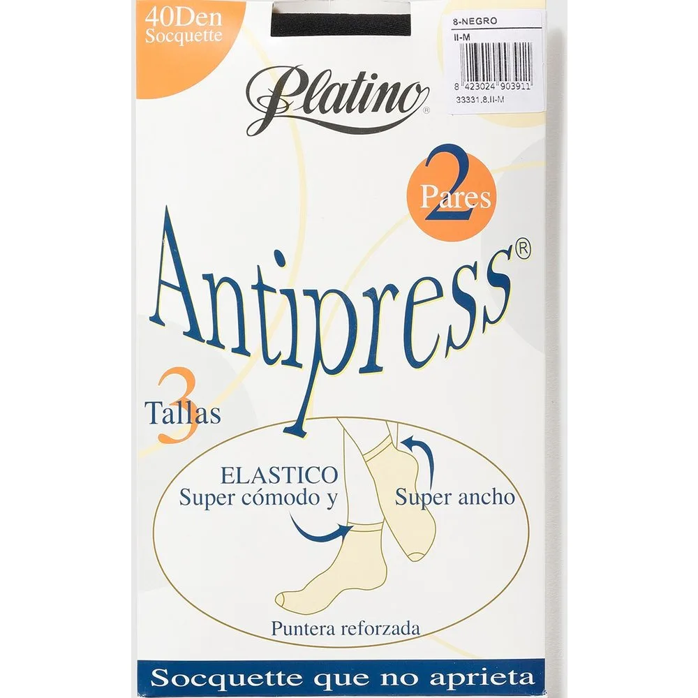 Pack de dos minimedias antipress de 40 deniers de mujer - Platino - FashionsVida