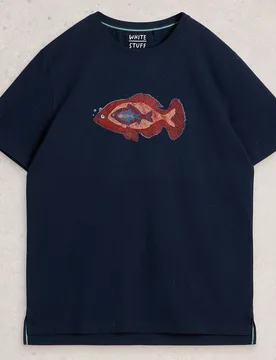Abersoch Nep Fish Organic Graphic T-Shirt - White stuff - FashionsVida
