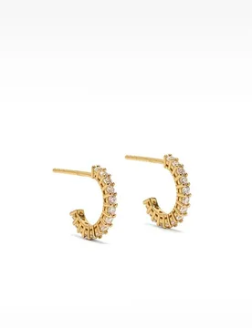 Pendientes de aro de plata de ley abiertos con circonitas - Parfois - FashionsVida