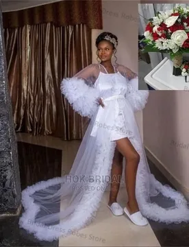White 2 Pieces Bride Maternity Dresses for Photo Shoot With Belt Slip Dress+Long Robe Night Wear Pregnant Custom Made Prom Dress - Aliexpress - FashionsVida