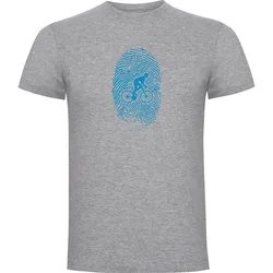 Maglietta A Maniche Corte Biker Fingerprint Heather Grey