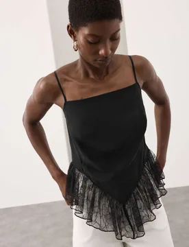 Pure Silk Lace Cami Top Black female - Autograph - FashionsVida