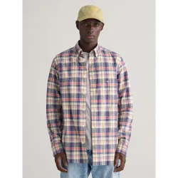Mens Dusty Blue Sea Cotton Linen Check Shirt - Male - Blue - XXX-Large