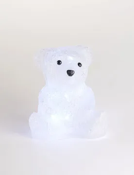 Leuchtender Eisbär Weihnachts-Dekofigur weiß 20 cm - JJA - FashionsVida