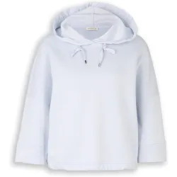 Sudadera de manga larga de mujer con capucha ajustable, cuello clásico , lazada lateral y diseño liso