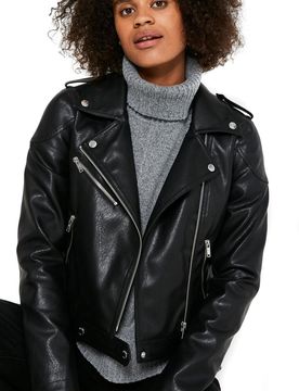 Kunstlederjacke - NMRollo Jacket - XS - für Damen - Größe XS - schwarz - Frauen - female
