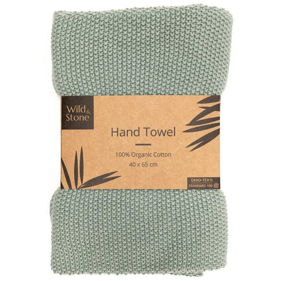 Organic Cotton Hand Towel - Moss Green - Wild & Stone - FashionsVida