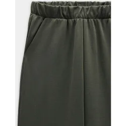 Pantalones rectos de mujer con cintura elástica en liso