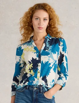 Annie Jersey Shirt - Blue Multi - White stuff - FashionsVida
