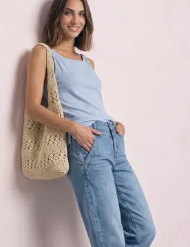 Top mit U-Boot-Ausschnitt und Schulterdetail female Blau - Street One - FashionsVida