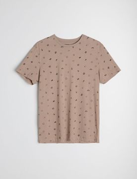 T-shirt in cotone con motivo cibo - beige