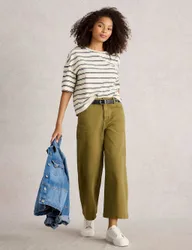 Wide Leg Cropped Jeans Green female