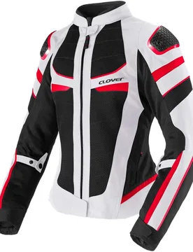 Giacca Moto Donna RAINJET 3 LADY WP Rosso Bianco Nero taglia S - Clover - FashionsVida