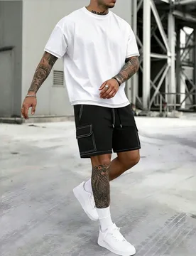 Piezas Conjunto informal holgado para hombre, camiseta de manga corta de unicolor y pantalones deportivos ligeros y transpirables, adecuado para prima - Shein - FashionsVida