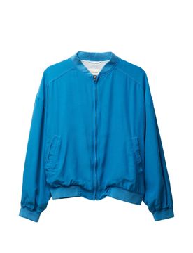 Silk Logo Embroidered Long Sleeve Jacket with Zip Closure