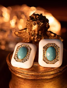 Vintage hepburn style enamel hand painted gold stud earrings for women‘s girl party gift jewlry whosale - Aliexpress - FashionsVida