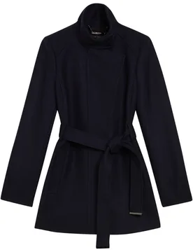 Womens Icombis Short Funnel Neck Navy Coat Wool - Size 10 Uk - Ted baker - FashionsVida