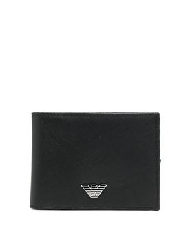 Portafoglio bifold con placca logo